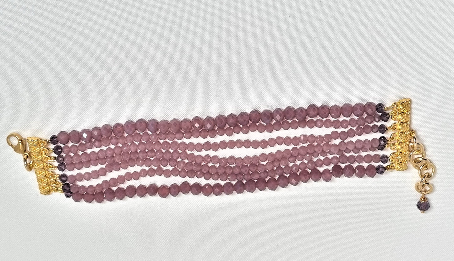 Collana I CRISTALLI .035 cristalli viola e malva chiaro cristalli rosa incastonati.