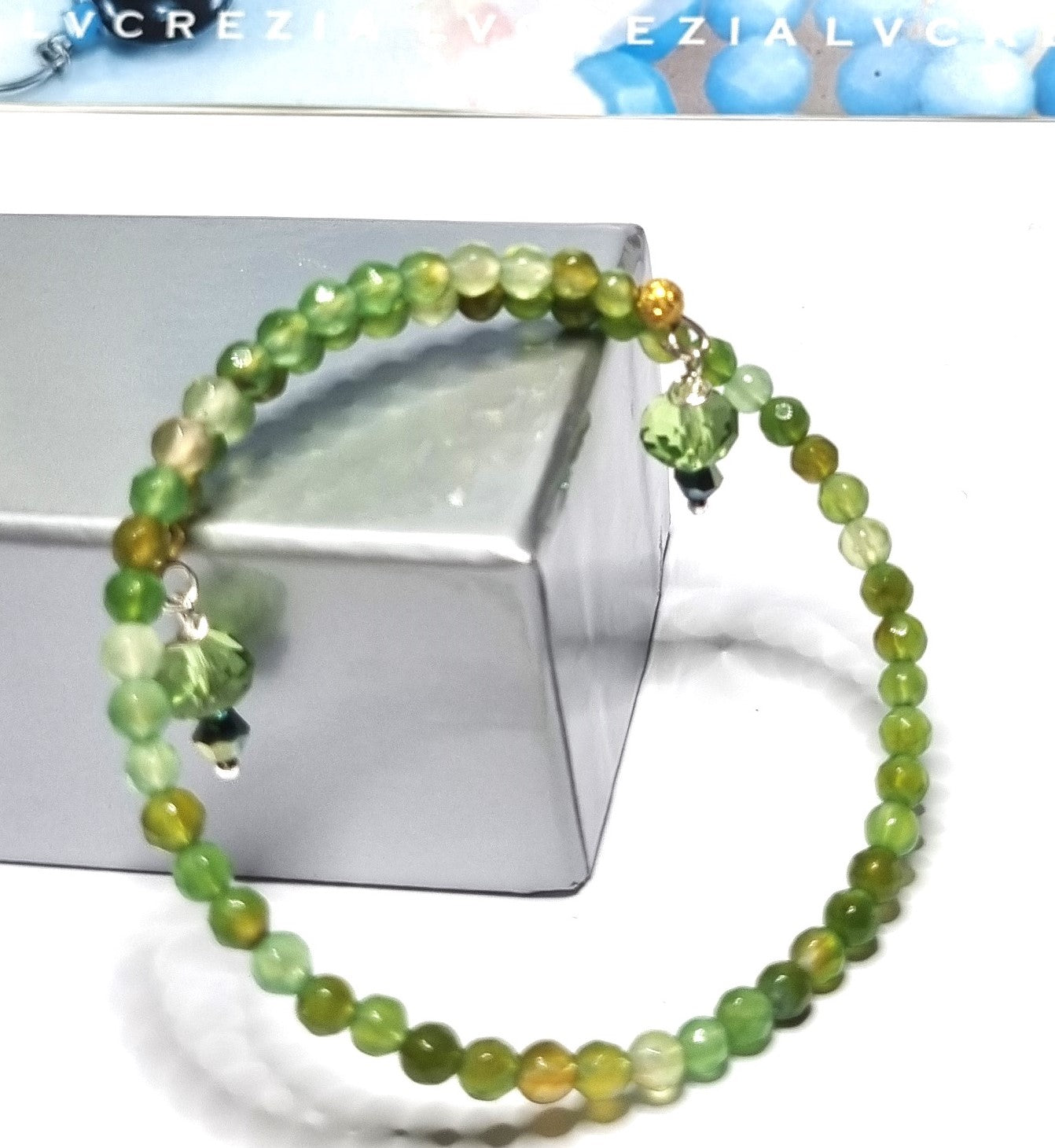 Bracciale LE PIETRE .045 rigido un giro perline piccole pietre blu,