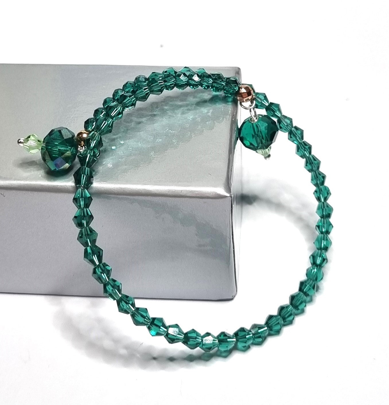 Bracciale I CRISTALLI .103 rigido un giro perline cristallo bronzo,
