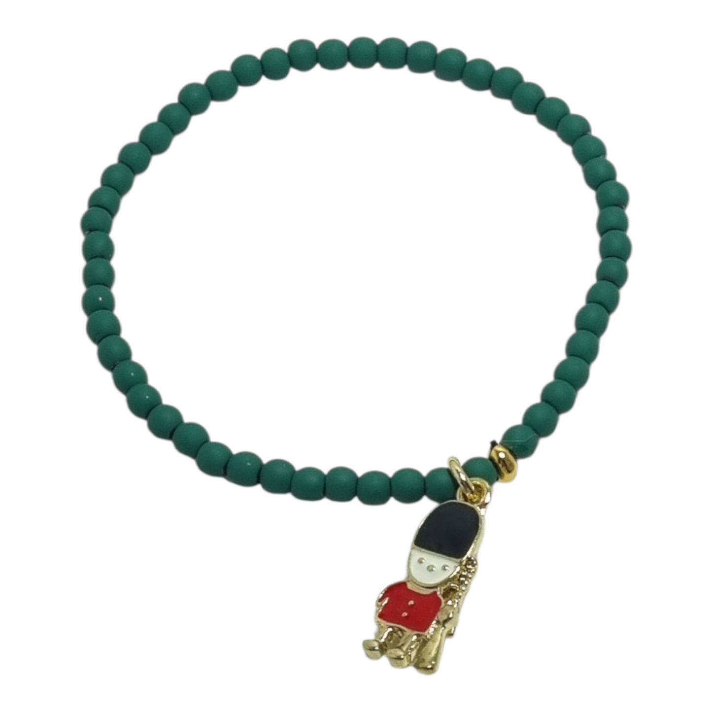 Bracciale LE PERLE .056 filo elastico perline verdi con ciondolino