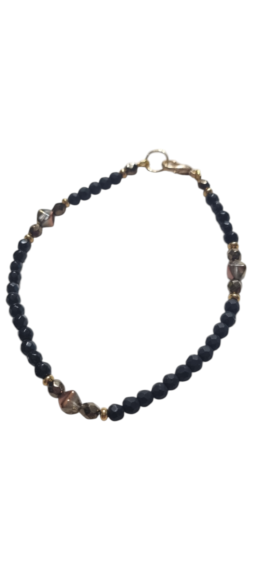 Bracciale UOMO .005 perline di piccoli onici e mattecon elementi bronzati