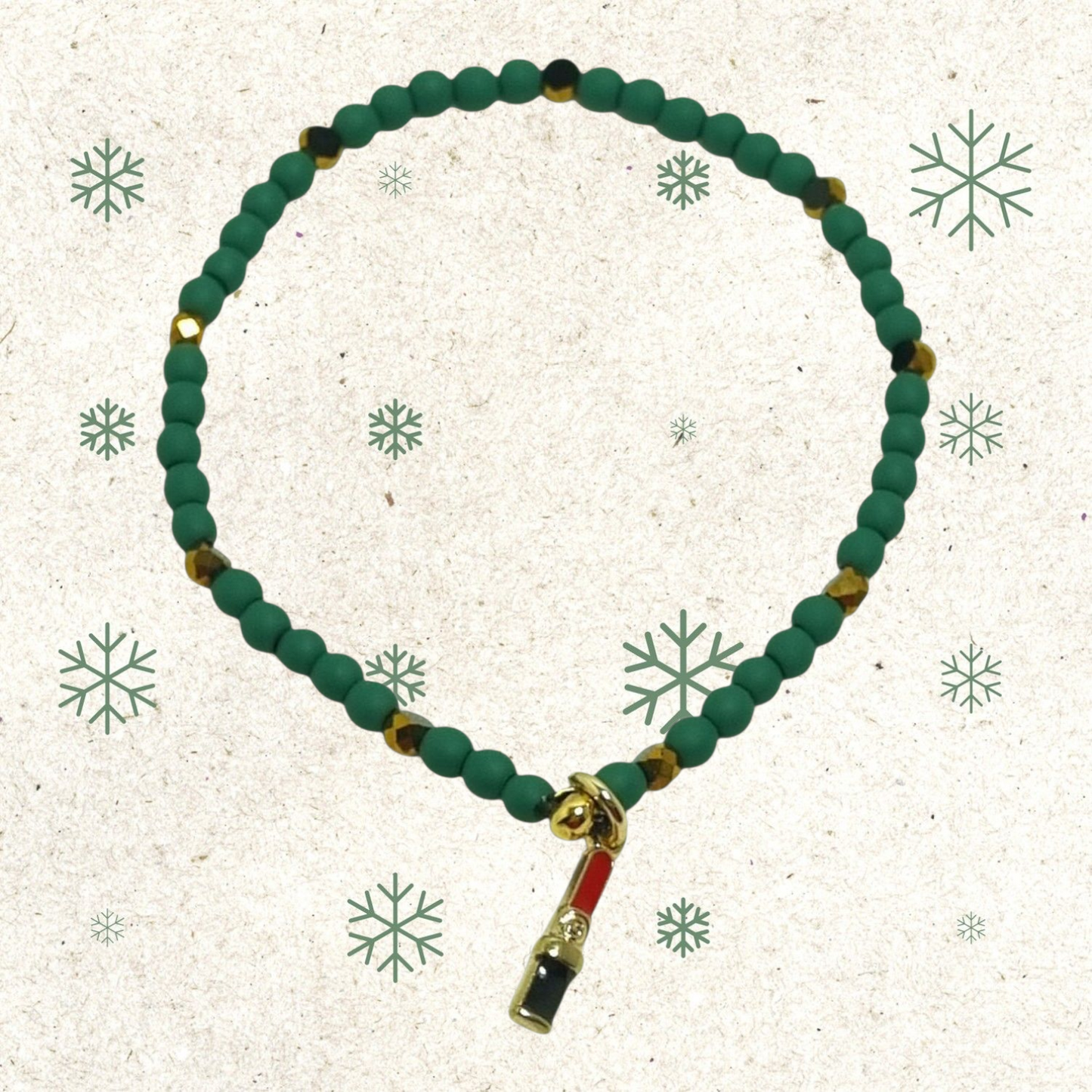 Bracciale LE PERLE .055 filo elastico perline verdi con ciondolino