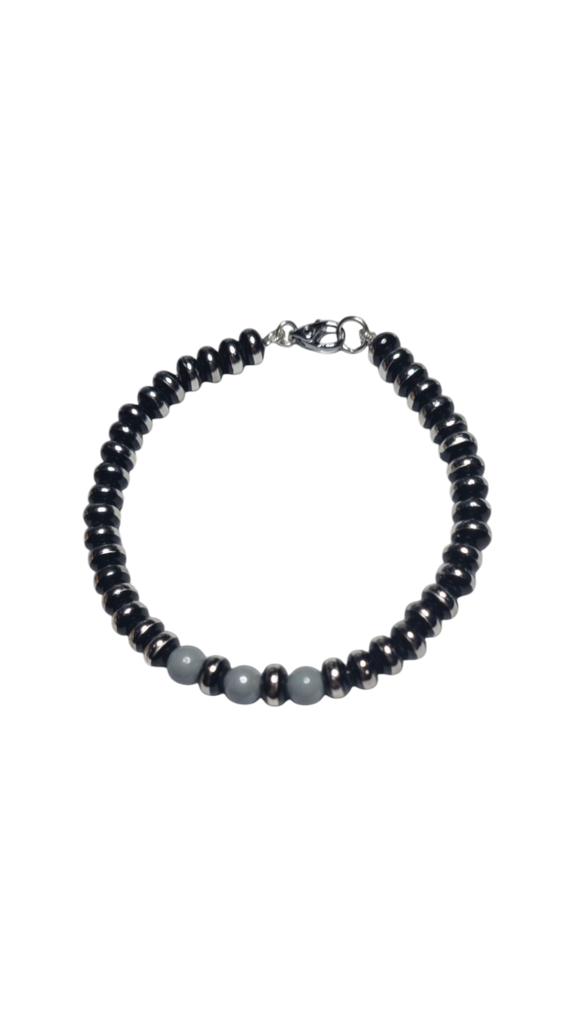 Bracciale UOMO .013 filo di perline acciaio e nero