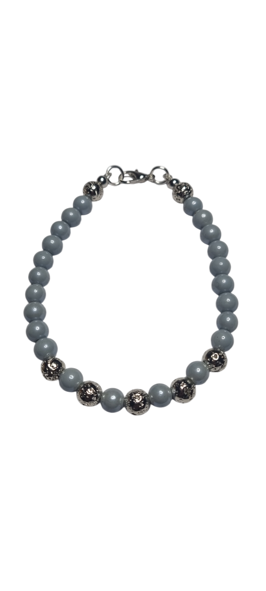 Bracciale UOMO .012 filo di perline acciaio e vetro celeste