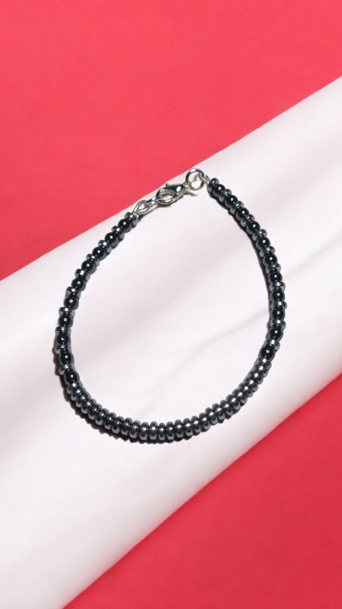 Bracciale UOMO .009 sottile filo di perline piccoli onici e acciaio