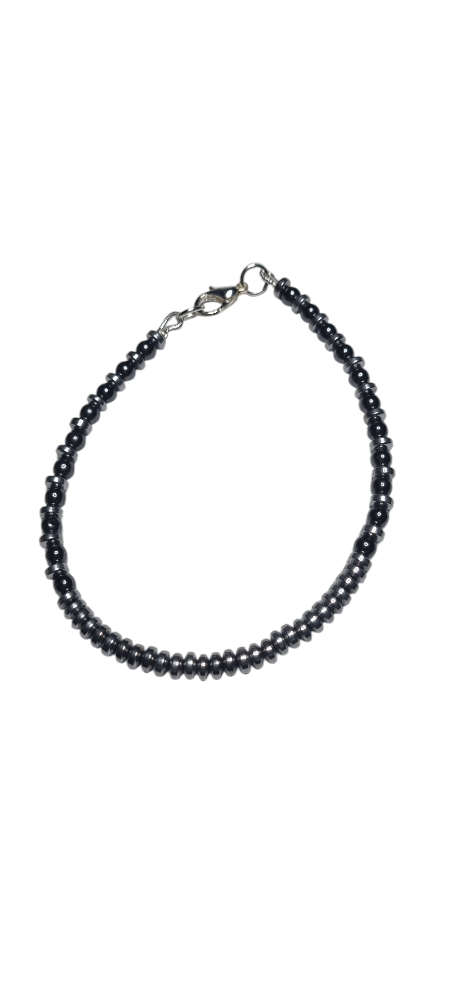 Bracciale UOMO .009 sottile filo di perline piccoli onici e acciaio