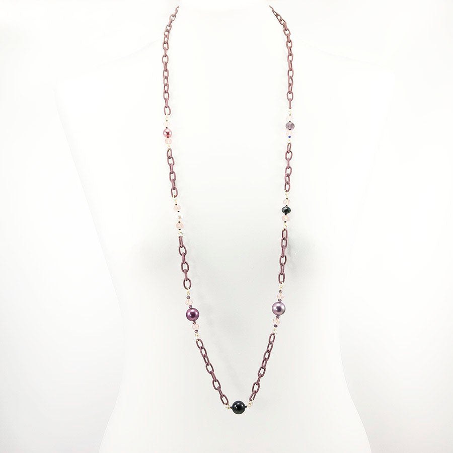 Collana OUTLET VIRNA i tessuti .001 tessuto rigido, inserzioni di perle cristalli.