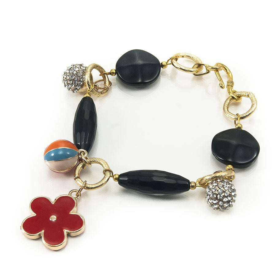 Bracciale I ROSSI .001 onice e ciondoli smaltati