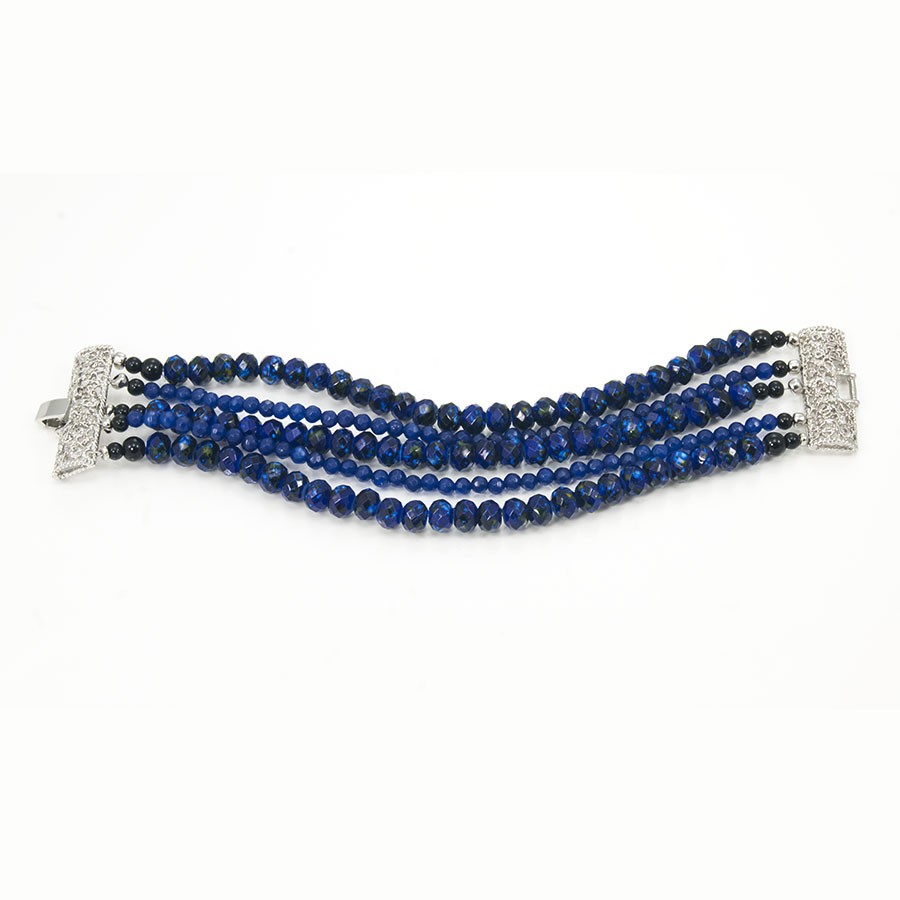 Bracciale I CRISTALLI .004 fascia cristallo blu e filigrana.