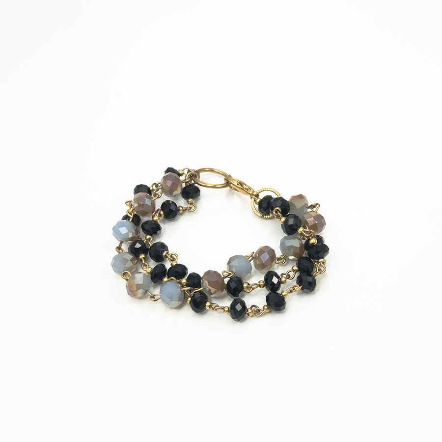Bracciale I CRISTALLI .015 Fascia cristalli azzurro cangiante e neri
