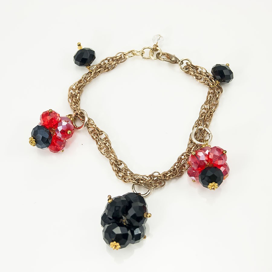Bracciale OUTLET .006 I CRISTALLI maglia dorata e ciondoli