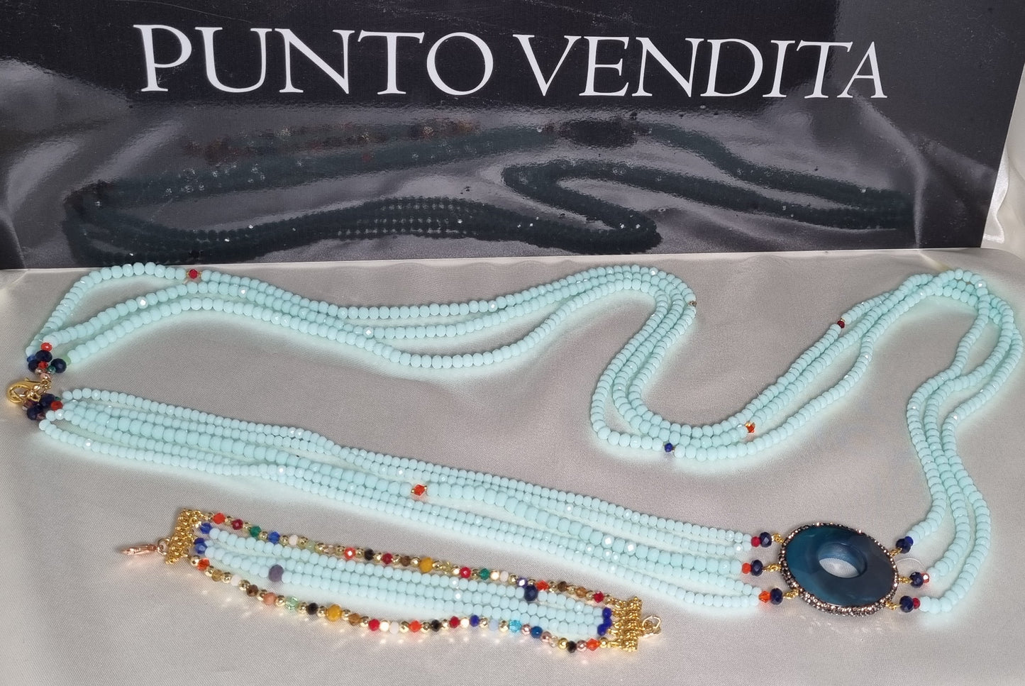 Bracciale I CRISTALLI .084 fascia multifilo, cristalli multicolori.