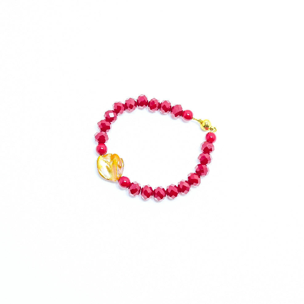 Bracciale I ROSSI .019 cristalli rosso bordo' madreperla .