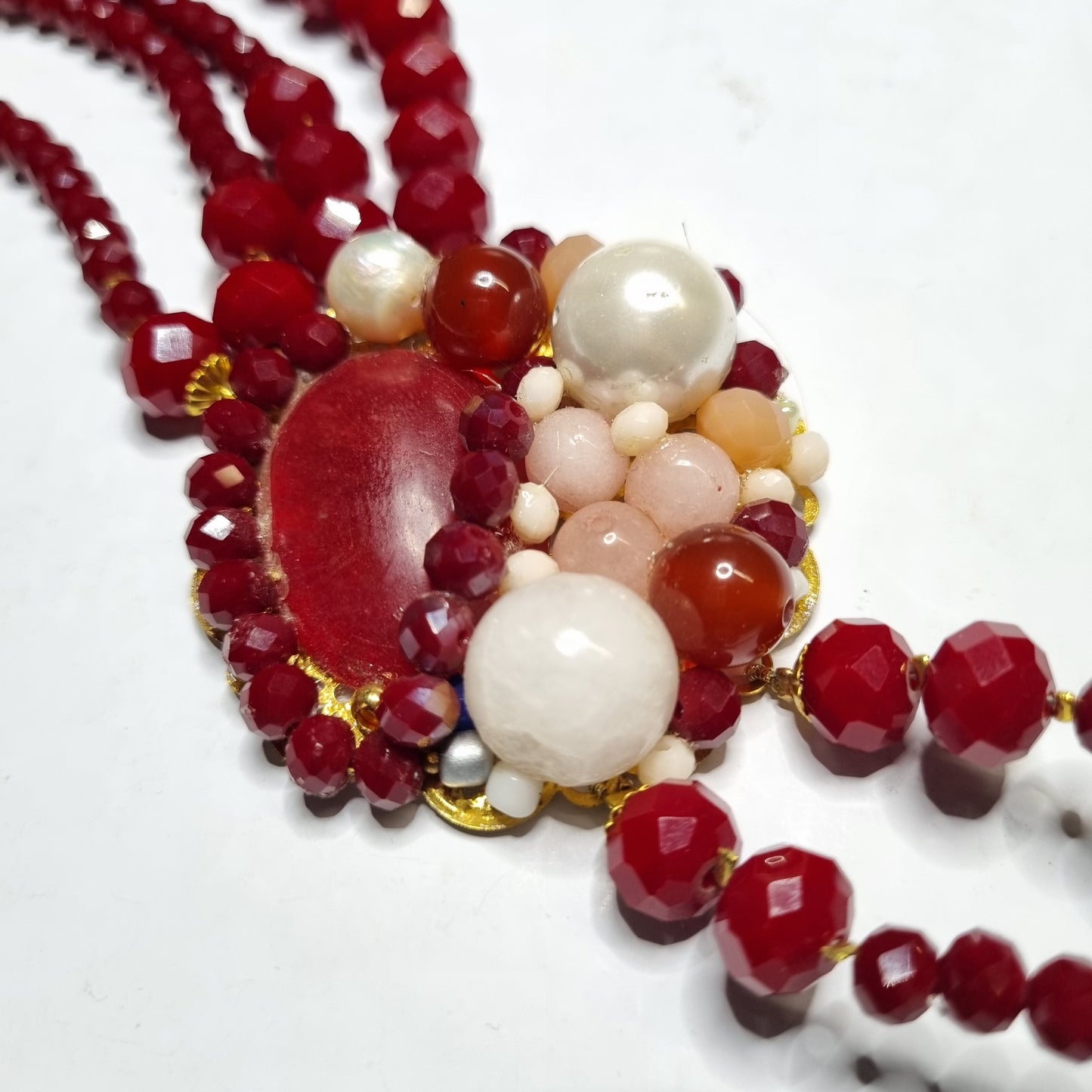 Collana I ROSSI .029 cristalli rosso bordo'con elemento laterale unico