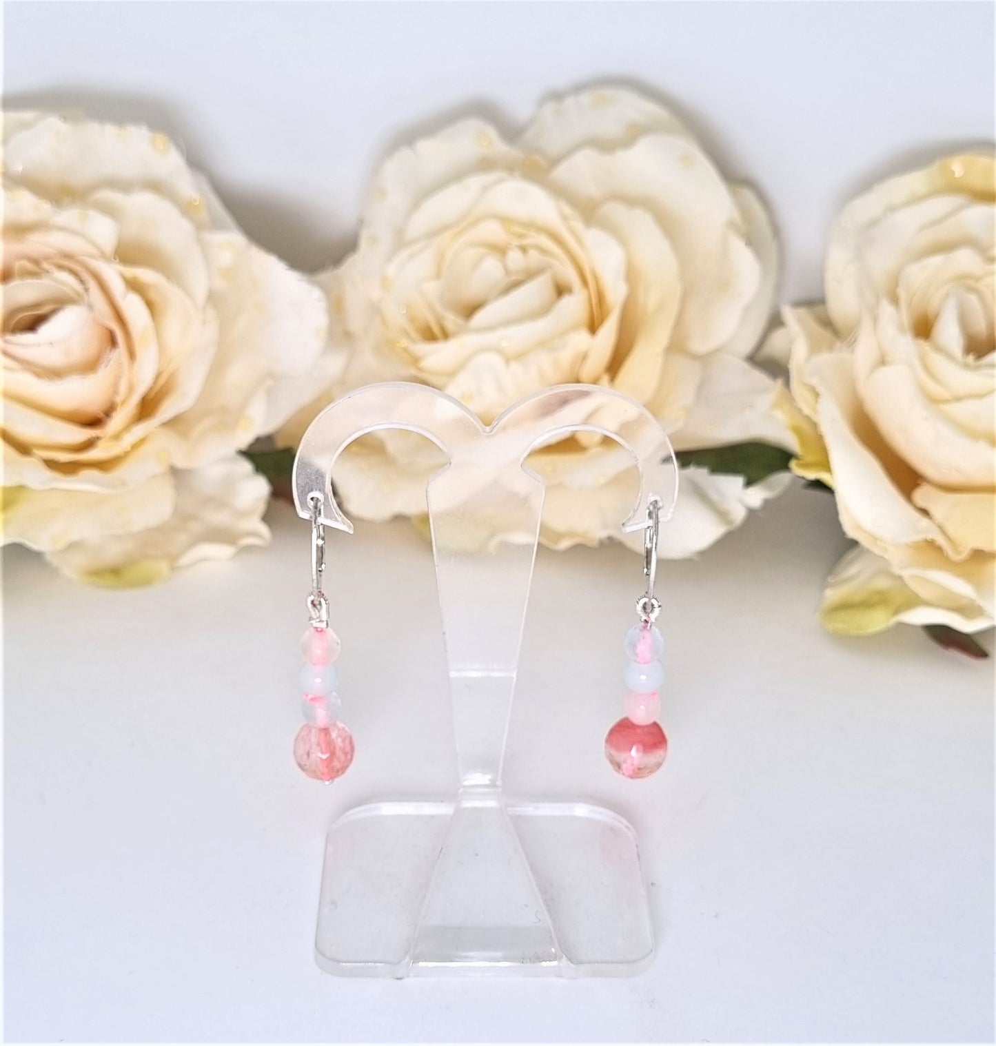 Orecchini LE PIETRE .014 perline agata rosa