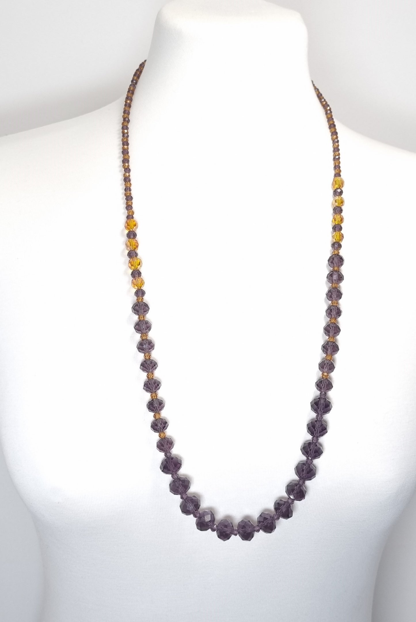 Collana I CRISTALLI .104 un filo cristalli austriaci tre misure, viola, giallo.
