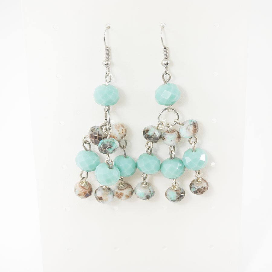 Orecchini SOPHIA i colori .010 cristalli verde azzurro screziati.