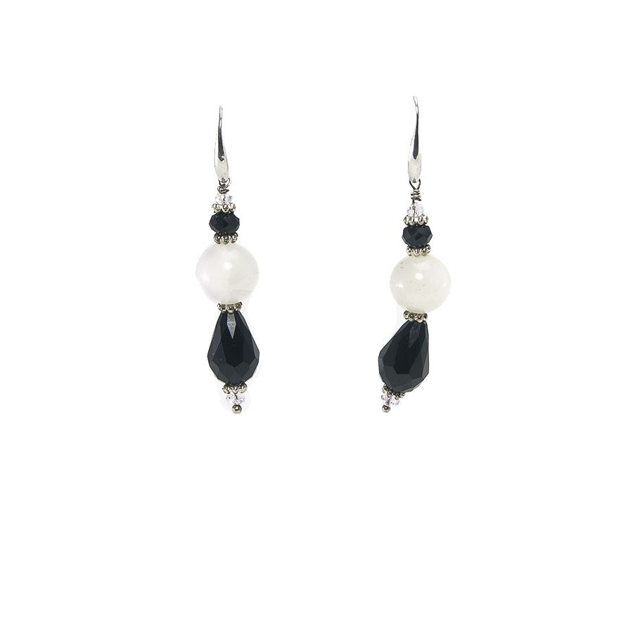 Orecchini LUCEOMBRA .003 quarzo e goccia cristallo, monachella acciaio.