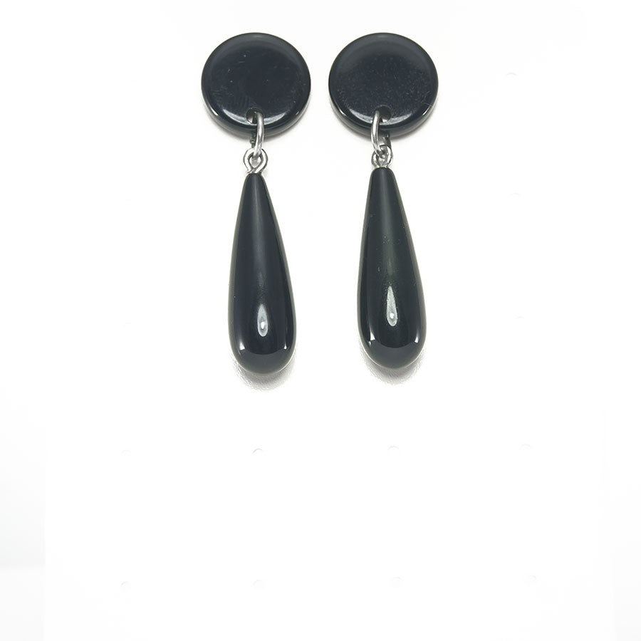 Orecchini GARBO il Vintage .005 resina tondo e goccia neri.