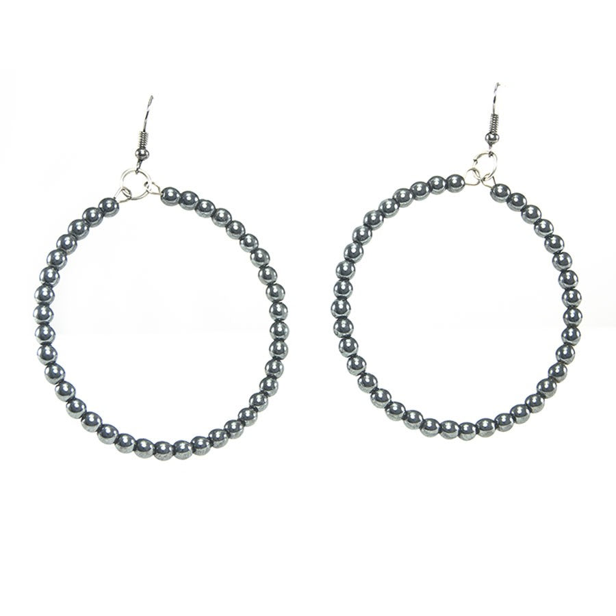Orecchini I NERI .001 cerchio di piccole perline di hematite