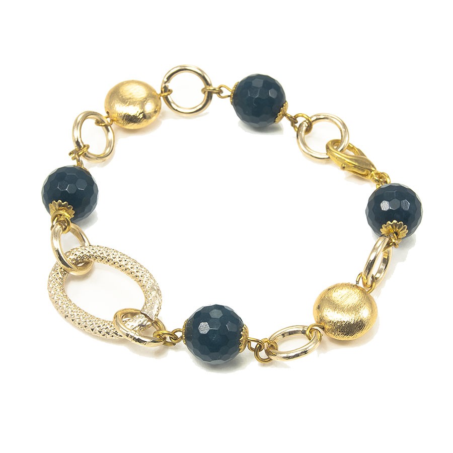 Bracciale LE PIETRE .001 maglie dorate, perle di avventurina