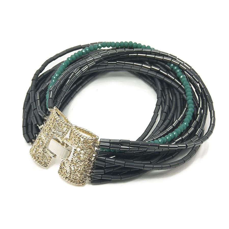 Bracciale I NERI .010 fascia tubetti e cristallini.