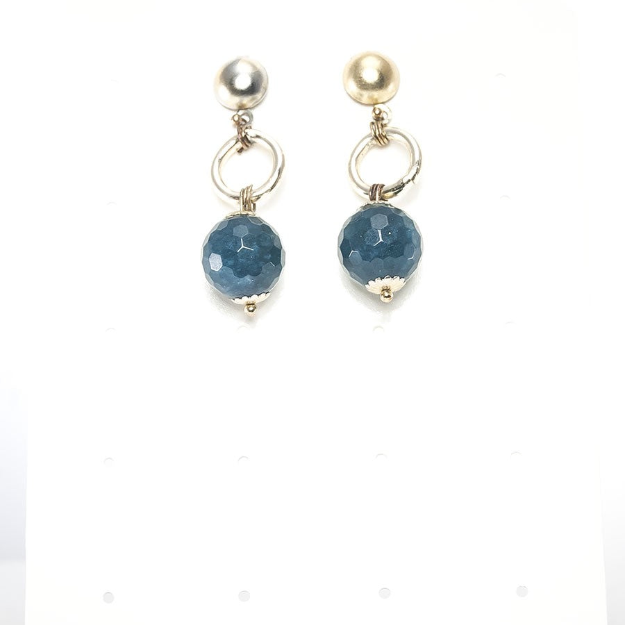 Orecchini L.E PIETRE .009 avventurina sfaccettata, maglia e monachella metallo dorato,