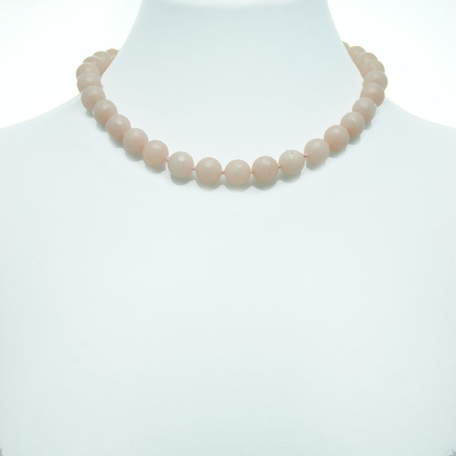 Collana LE PIETRE .005, filo di perle di quarzo rosa sfaccettate .