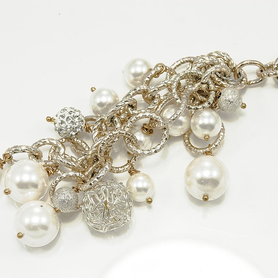 Collana ZELDA .001 maglia dorata, ciondolo di perle maiorca.