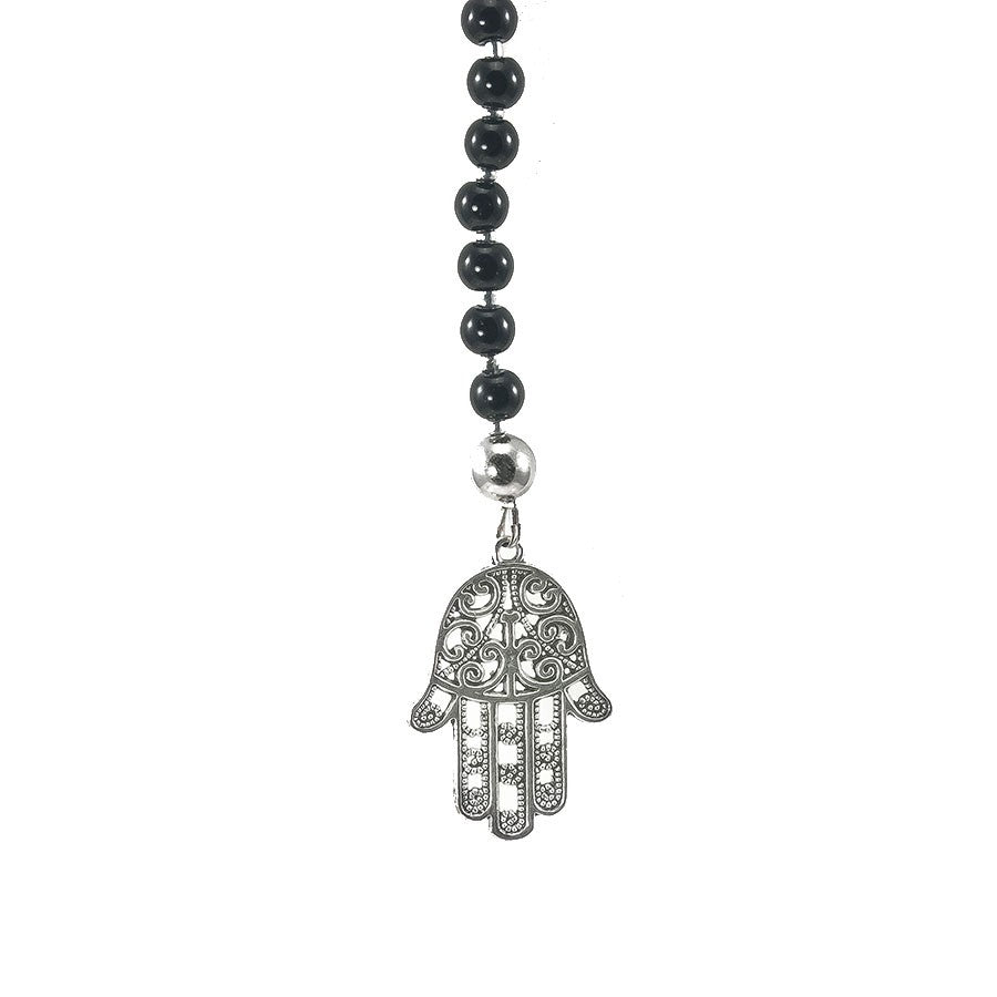 Collana HERMIONE Le Ragazze .006 onice, separatori metallo, ciondolo metallo finale.