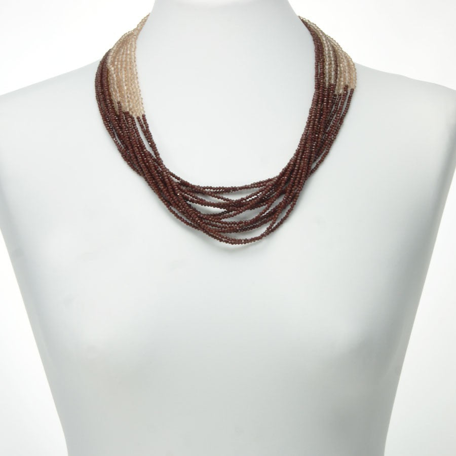 Collana I CRISTALLI .002 collier di piccoli cristalli alternati bordeaux e champagne.