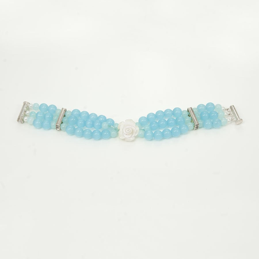 Bracciale LE ROSE .005 perle amazzonite e una rosa