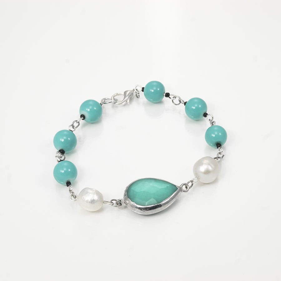 Bracciale SOPHIA .007 perle barocche e pasta turchese.