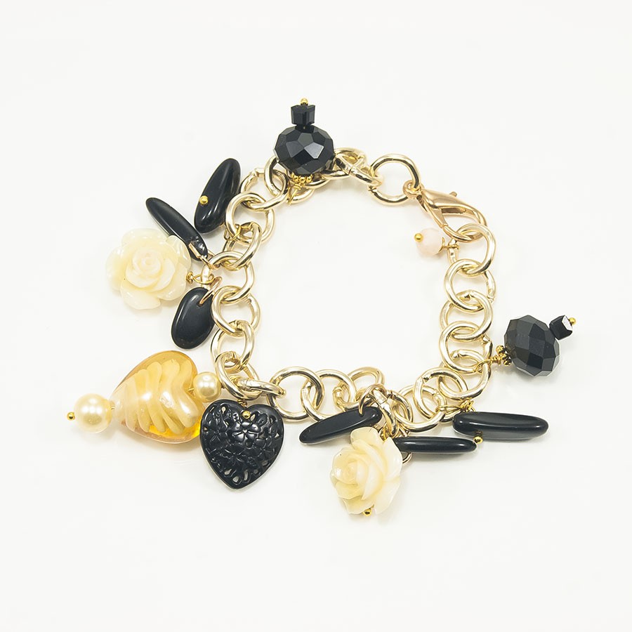 Bracciale GRACE i metalli .004 Catena con charms resina e cristalli.