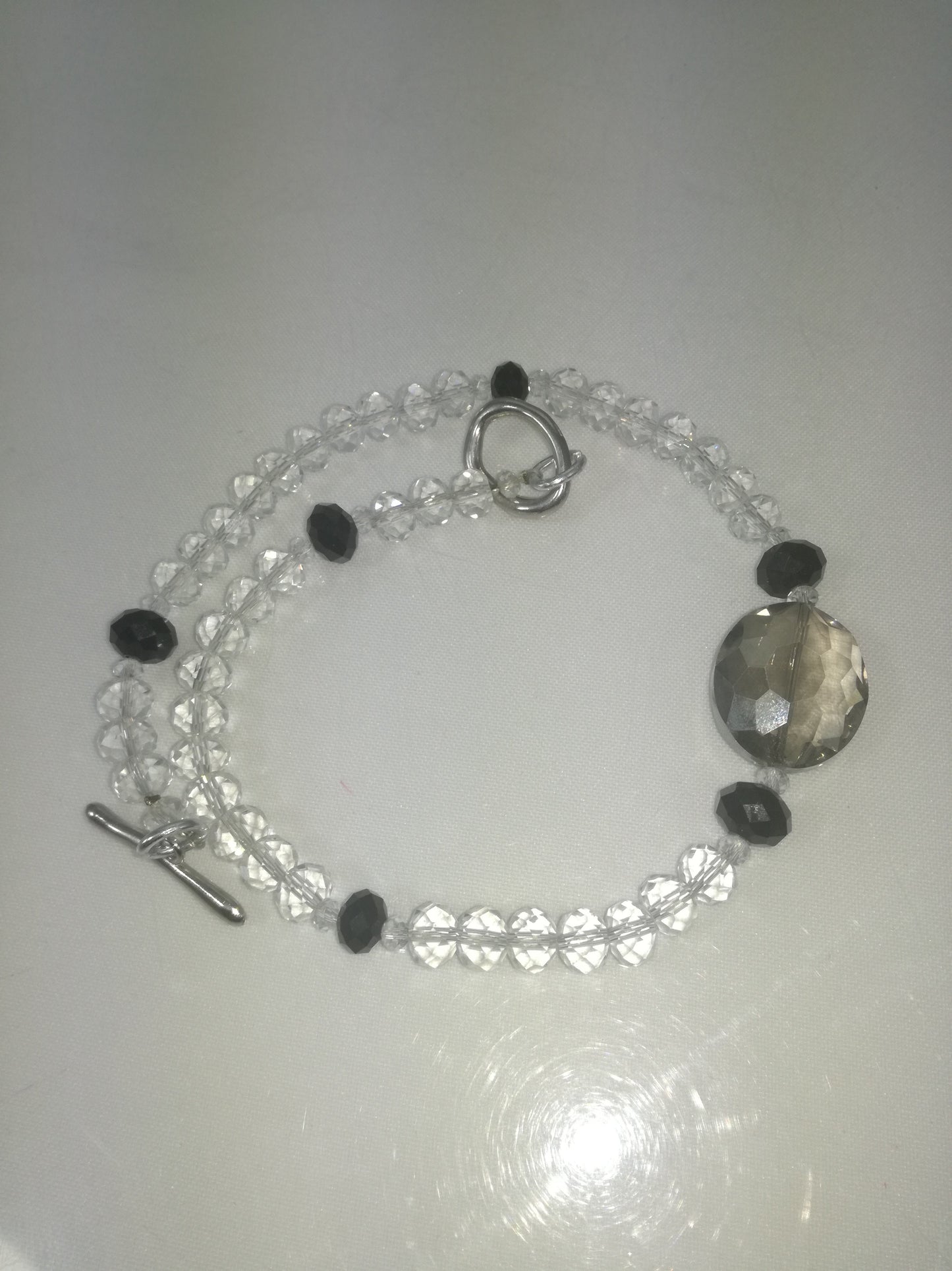 Bracciale I CRISTALLI .019 due giri cristalli neri e trasparenti.