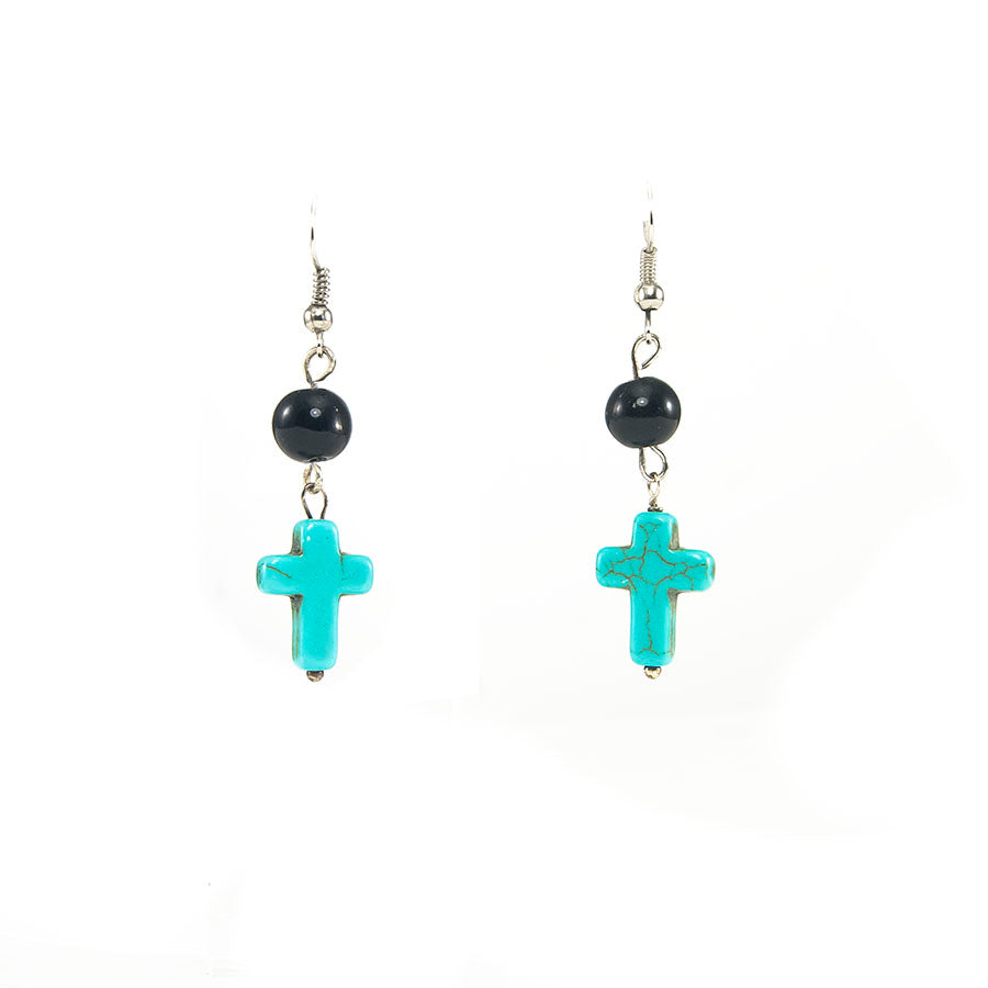 Orecchini HERMIONE Le Ragazze 006.e onice e croce azzurra.