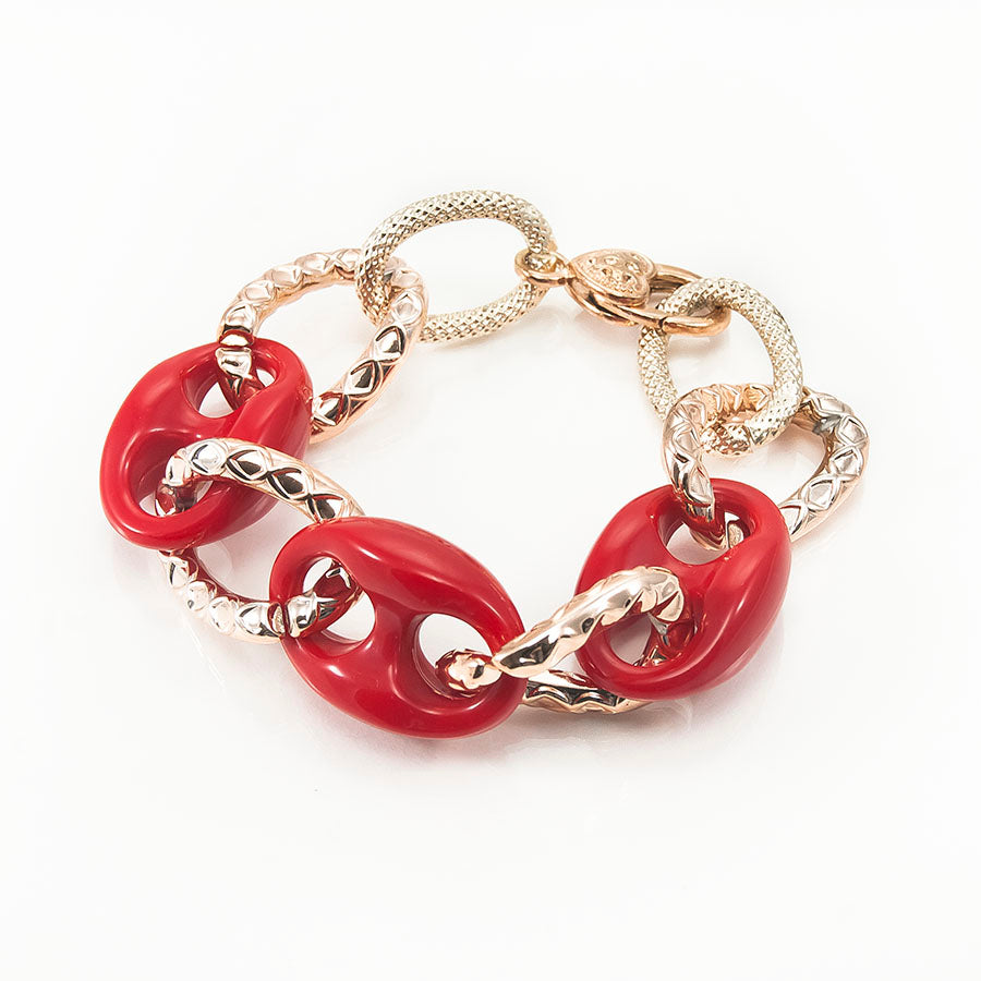 Bracciale I ROSSI .003 maglie rosse e oro in resina