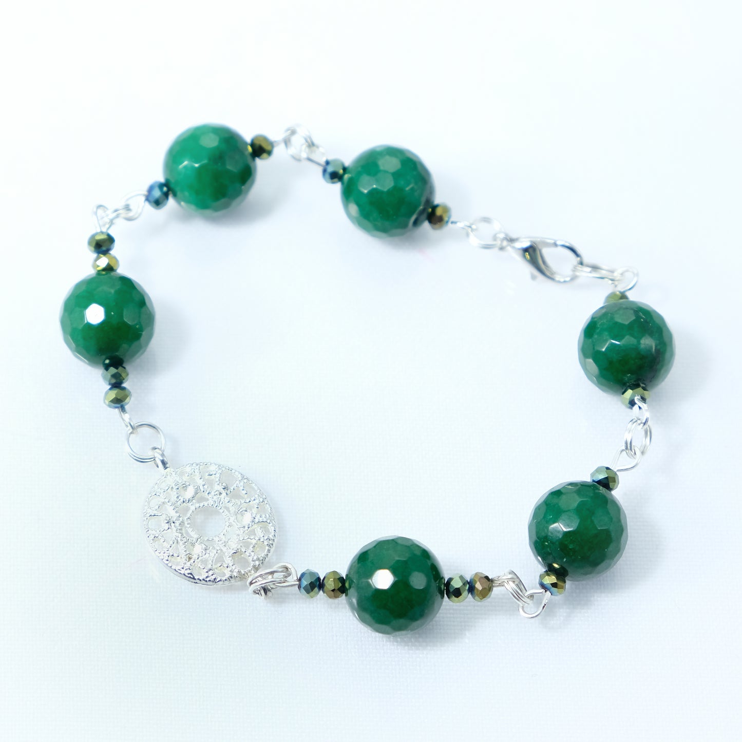 Bracciale LE PIETRE .061 agata verde e metallo piastrina metallo.