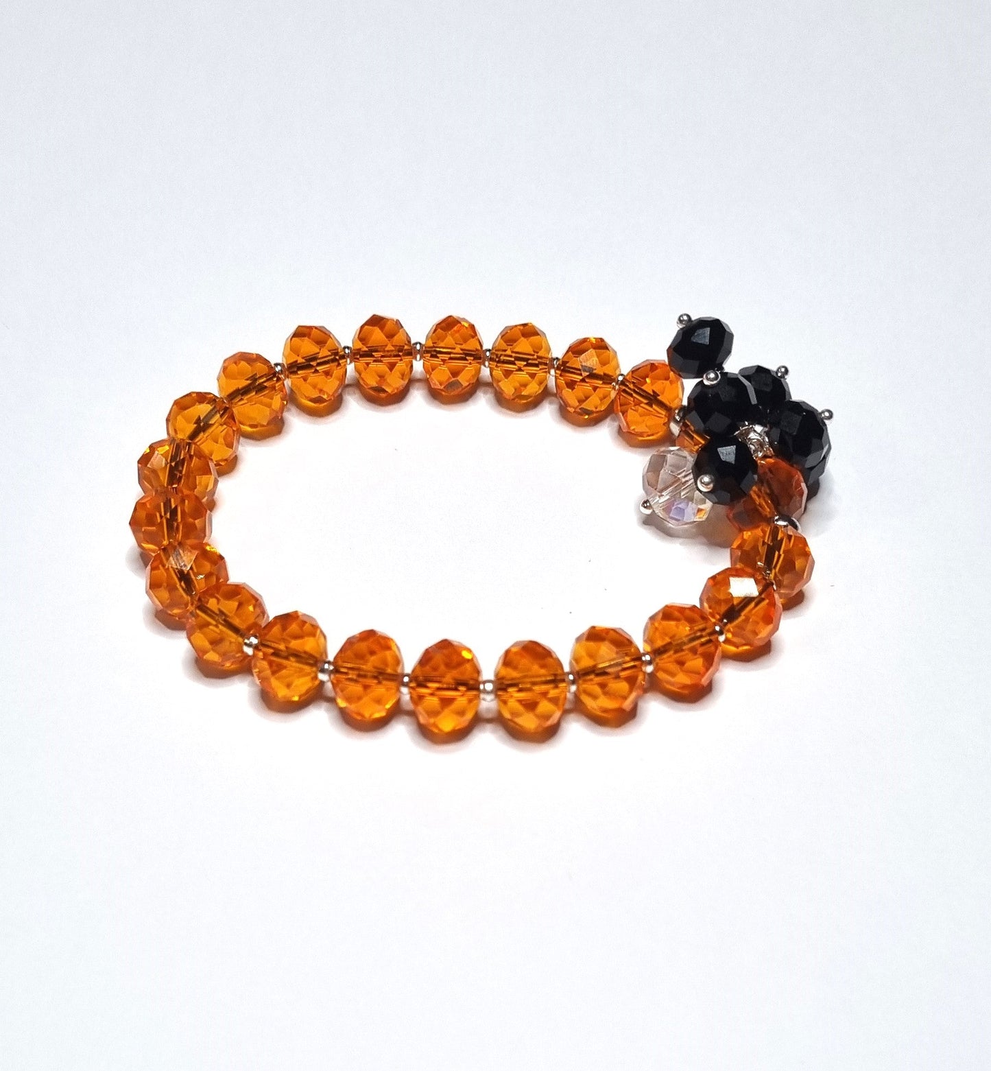 Bracciale I CRISTALLI .101 braccialino elastico cristalli lavanda ciondolini cristalli  trasparenti e nero