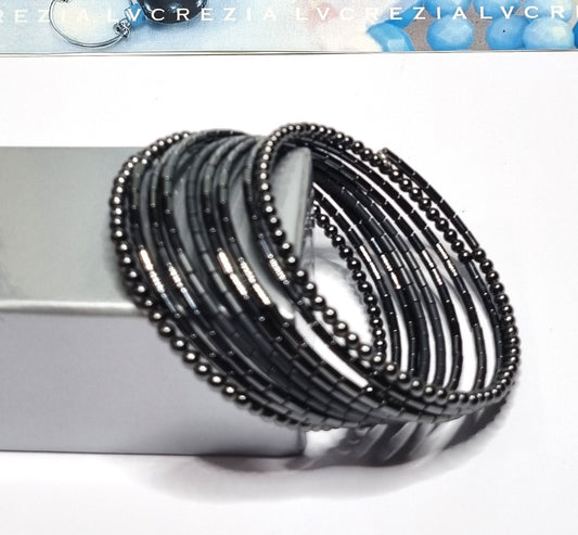 Bracciale I NERI .021 fascia a spirale tubetti hematite