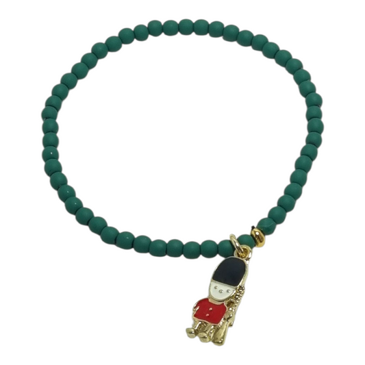 Bracciale LE PERLE .055 filo elastico perline verdi con ciondolino