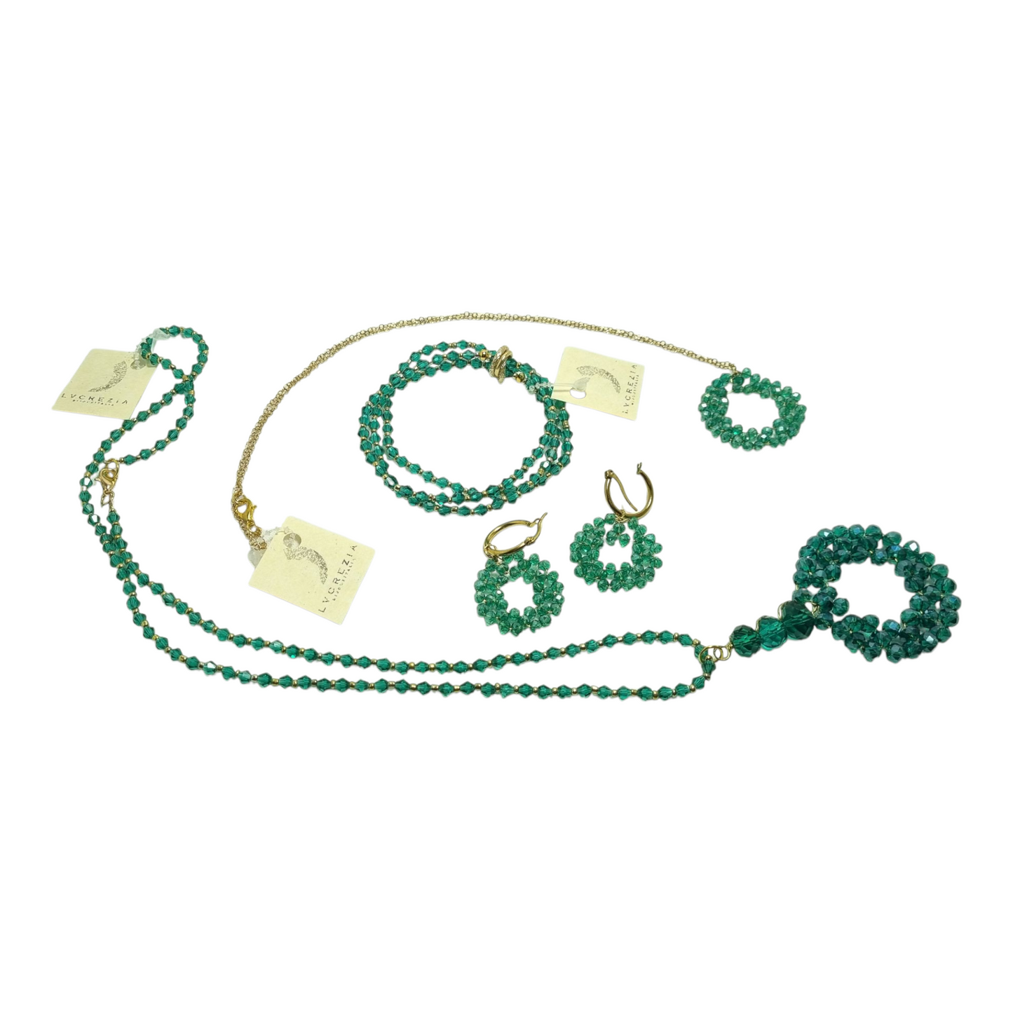 Collana I CRISTALLI .117 Filo catelella dorata e  ciondolo rotondo