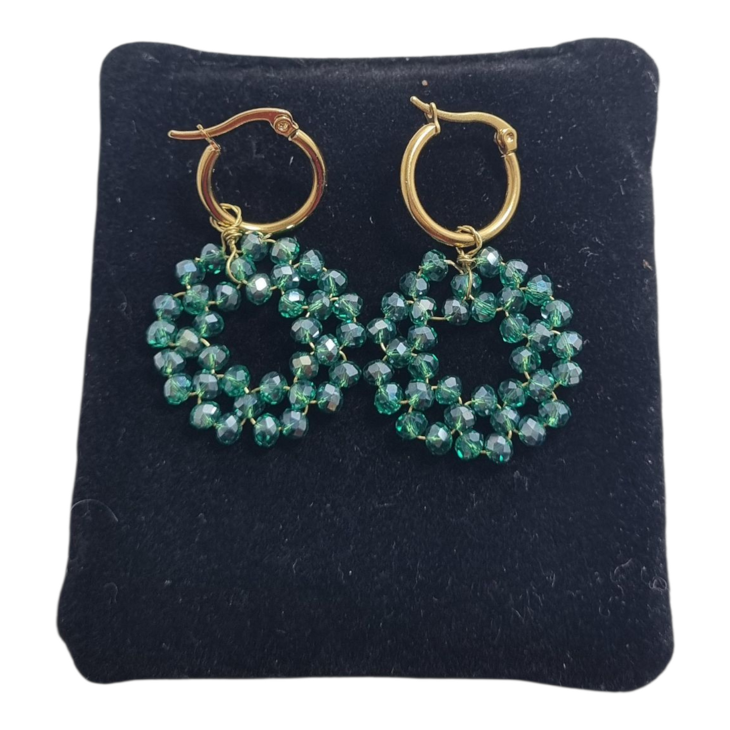 Orecchini I CRISTALLI .033  Cerchi piccoli cristalli smeraldo