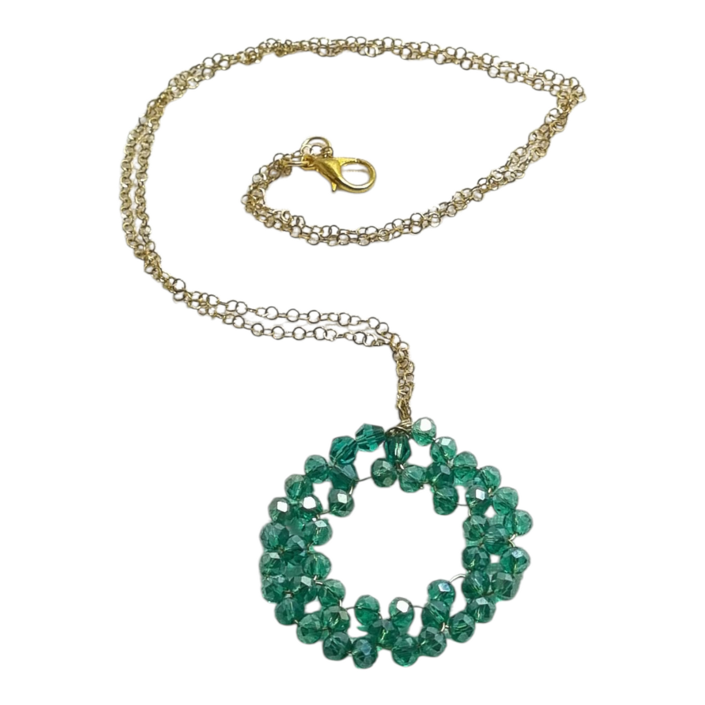 Collana I CRISTALLI .117 Filo catelella dorata e  ciondolo rotondo