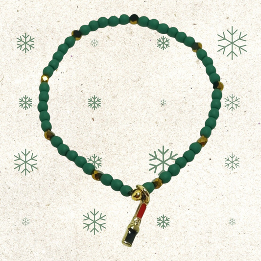 Bracciale LE PERLE .056 filo elastico perline verdi con ciondolino