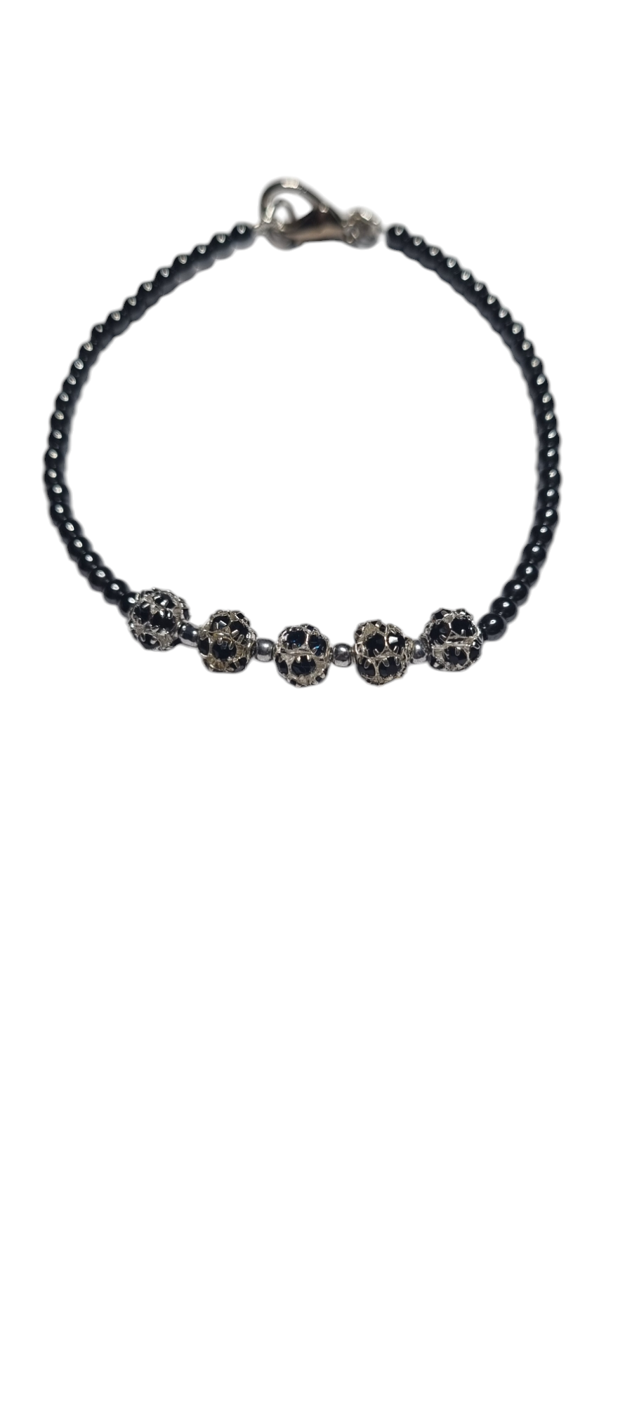 Bracciale UOMO .007  sottile filo di perline piccoli onici con elementi strass