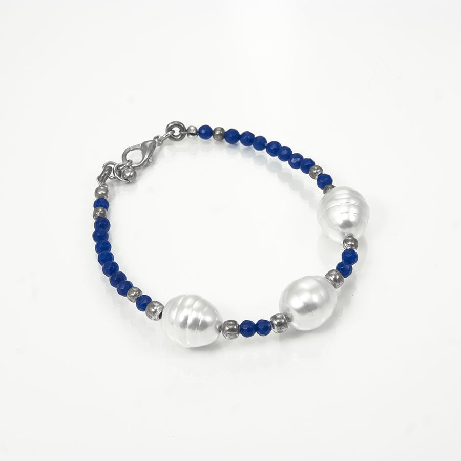 Bracciale LE PERLE .002  perle barocche agata blu