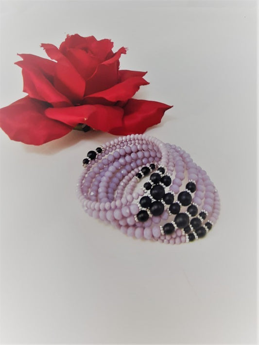 Bracciale I CRISTALLI .073  spirale cristalli e perle opache.