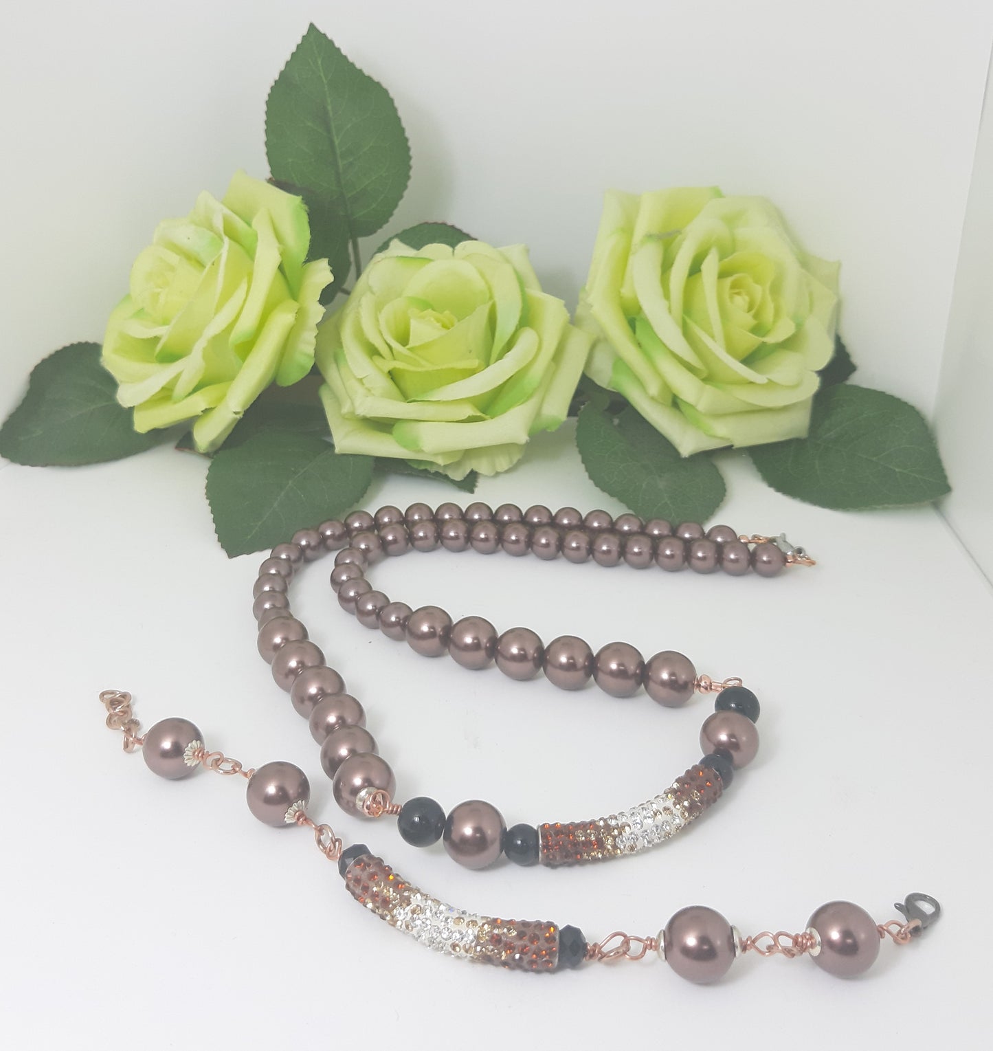 Bracciale LE PERLE .030 perle vetro brown.
