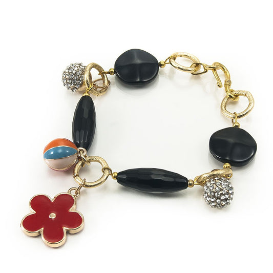 Bracciale I ROSSI  .001 onice e ciondoli smaltati